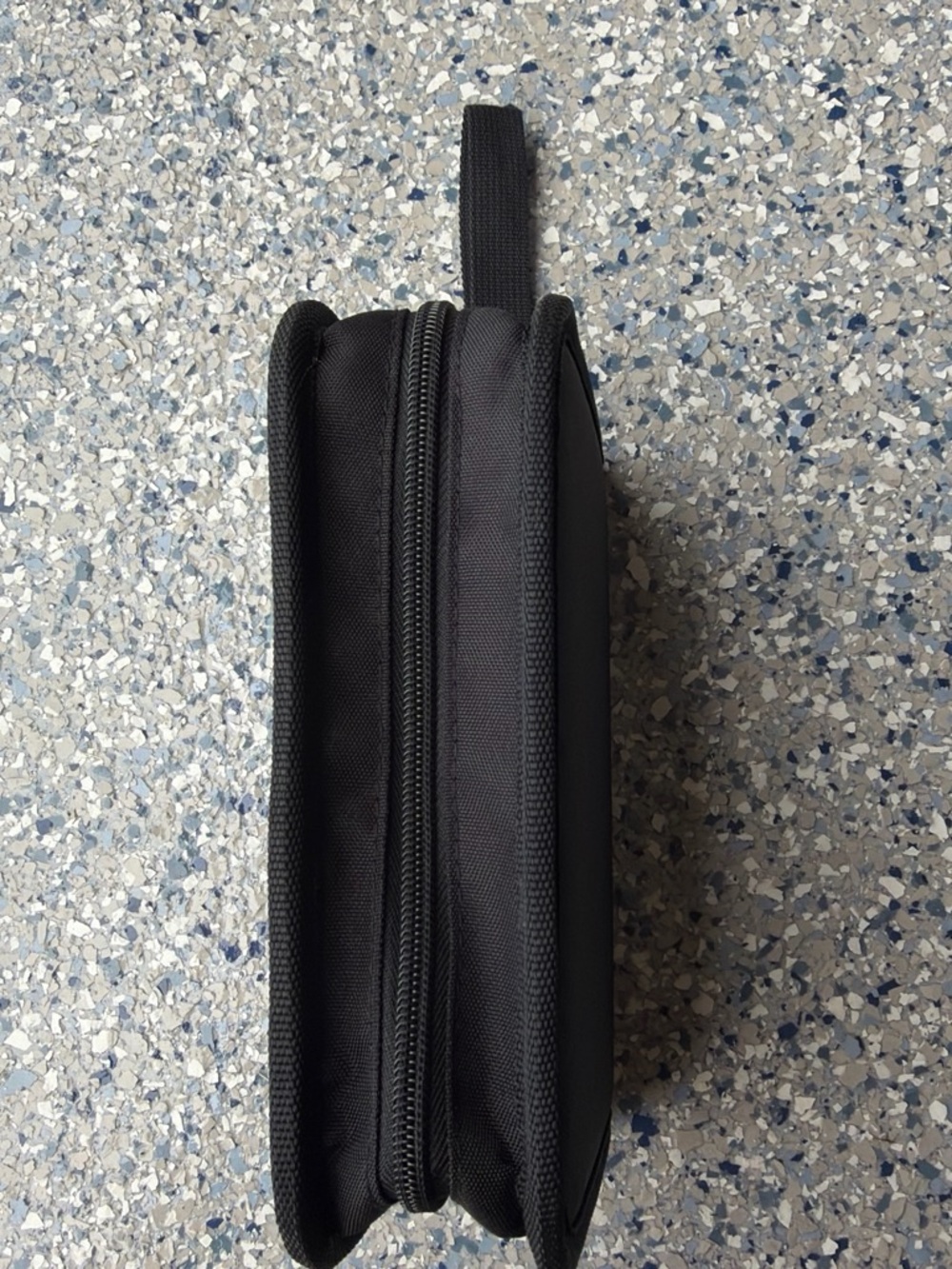 Black Men's Compact Double-Zip Organizer Pouch